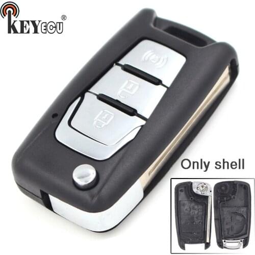 KEYECU 10x for SsangYong Korando New Actyon C200 Replacement 3 Button Flip Folding Remote Car Key Shell Case Blank