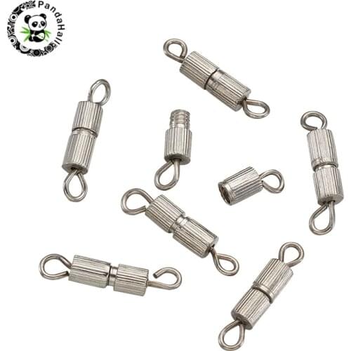 Pandahall 50 Sets Brass Screw Clasps for DIY Jewelry Findings Bracelet Necklace Making Accessories 8x3mm