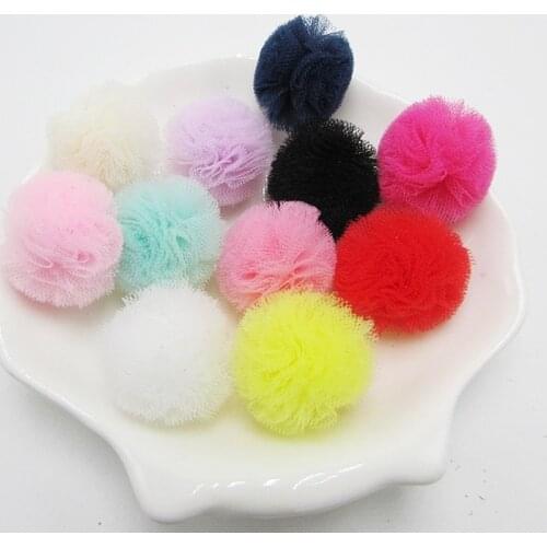10pcs Round Net Gauze Ball Appliques For Clothes DIY Baby Headwear Decor Ornament Accessories