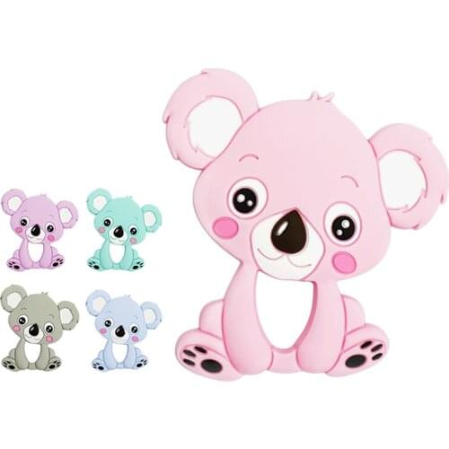 Cute Koala Cartoon Animal Baby Teethers Safe BPA Free Newborns Rodent Teething Stick Kids Food Grade Silicone Molar Appease Toy