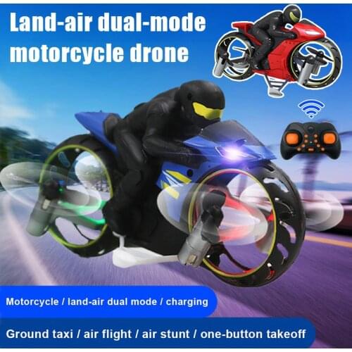 RC Motorcycle Amphibious Remote Control Four-Axle UAV One Key Roll Light Aircraft Model YH-17