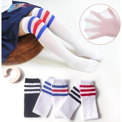 Soft Breathable Girls Socks Summer Cozy Mesh Kids Tube Socks for Toddler Girls Knee High Long Socks Children Sports Socks Meias