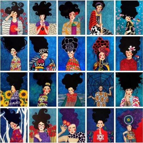 AZQSD Diy Oil Painting By Numbers Woman Portrait Home Decor Acrylic Picture Paint Canvas Painting By Numbers Girl 60x75cm Framed