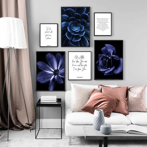 Modern Printmaking Wall Art Picture Living Room Home Decoration Blue Succulent Flower Canvas Painting Nature Photography Poster