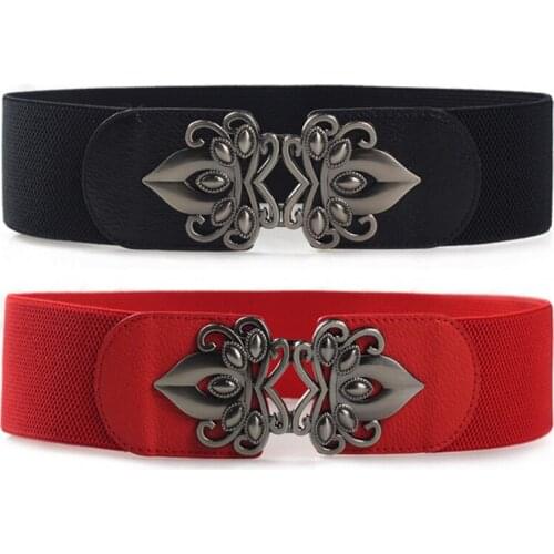 2021 New Dress with Girdle Ladies Wide Waist Seal Elastic Belts Women Versatile Girdle Red Black Brown White 65cm-85cm Cinturon