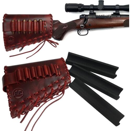 Hunting Tactical Rifle Gun Shell Buttstock Leather Cheek Rest Ammo Cartridges With 3pcs Adjustable EVA Foam Gun Accessories