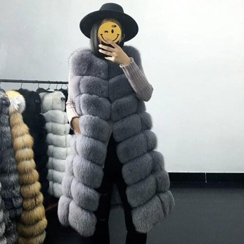 Faux Fur Coat Winter Women 2021 Fashion Casual Warm Slim Sleeveless Long Faux Fox Fur Vest Winter Pockets Jacket Women 5XL