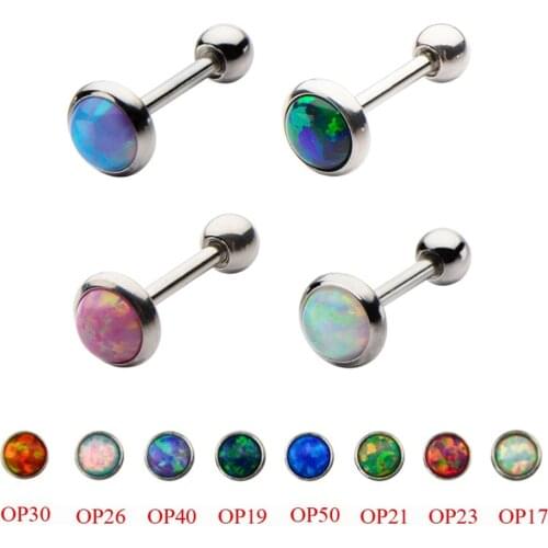 PAIR Round Opal Ear Helix Tragus Cartilage Piercing Stud Labret Lip Rings Triple Piercing Earring Body Jewelry 16g