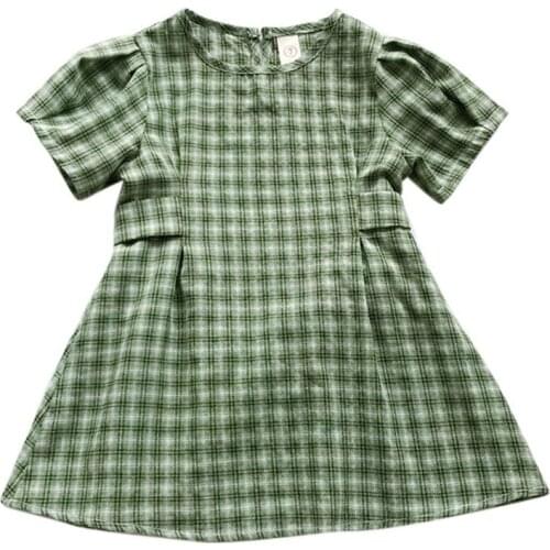Girls Dress 2019 New Summer Girls Clothes Plaid Print Dress Cotton Short Sleeve Sundress Outfits Baby Girls Dress1-8Y