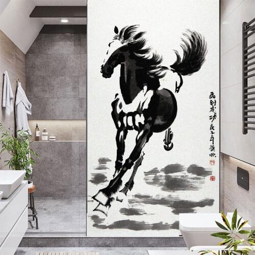 Window Film Privacy Horse Non Adhesive Glass Sticker Sun Protection Heat Control Window Coverings Window Tint for Homedecor