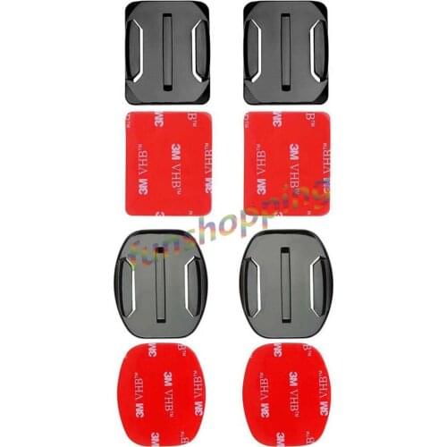 2pcs Flat Adhesive Mount + 2 Curved Mount Adhesive base For Go Pro Hero 6 5 4 3+ 3 2 1 Black SJ4000 for Gopro Accessories Set
