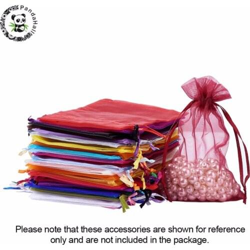 200Pcs 15x10cm Organza Gift Bags Rectangle Mixed Color Drawstring Jewelry Pouch Wedding Favors Cheap Organza Pouches Decoration