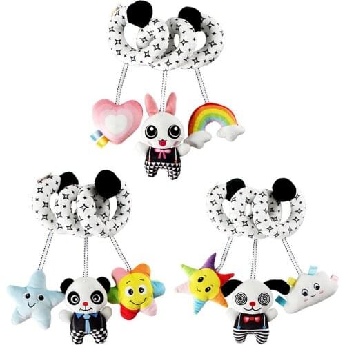 Hanging Spiral Rattle Stroller Cute Animals Crib Mobile Bed Baby Toys 0-12 Months Newborn Color Recognition Educational Toy