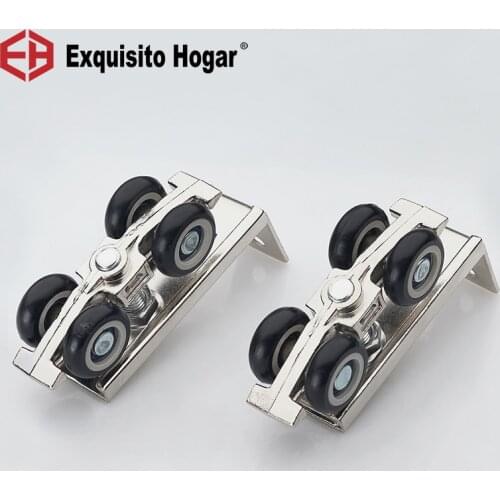 Zinc Alloy Sliding Door Hanging Round Glass Hardware F Pulley Hanging Mute Rail Wheel Balcony Sliding Cabinet 4 Wheel