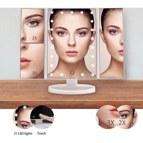 LED Makeup Mirror Night Light 22 Led Vanity Cosmetic Mirror Touch Screen Table lamp Adjustable Dimmable Dual Power Supply