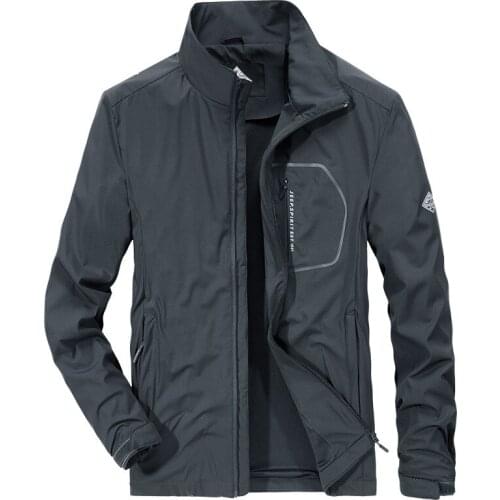 Outdoor leisure zipper jacket coat stand collar spring autumn fashion men outfit long sleeves casual blouse plus size tops M-4XL