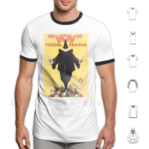 Vov Pezziol Padova Italy By Leonetto Cappiello Vintage Liqueur Art Deco T Shirt Print 100% Cotton New Cool Tee Vintage