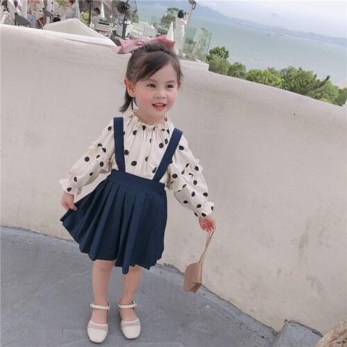 1-7 Years Baby Girl Skirts 2020 Autumn Korean College Style Kids Pleated Strap Skirt Girls Suspenders Skirt for Toddler Girls
