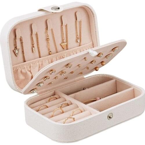 Jewelry storage box display travel jewelry box box portable jewelry box button leather storage