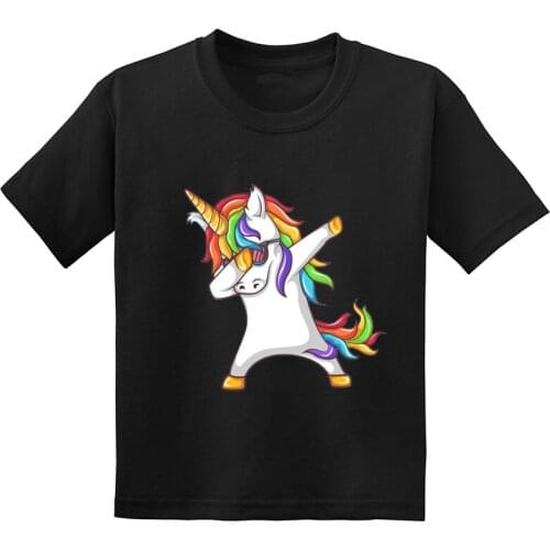 Dabbing Unicorn Funny Kids T shirt Cartoon Children Clothes Summer Casual Cotton Baby Boys Tops Girls Short Sleeve T-Shirts