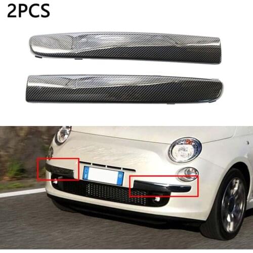 1 Pair Carbon Fiber Car Front Bumper Under Trim for FIAT 500 2007-2015 Moulding Styling Exterior 735455056 735455057