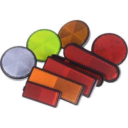 2Pcs durable Rectangle Round Car Motorcycle Bike Caravans Lorry Screw On Safety Reflector Reflective Vehicle Accessories