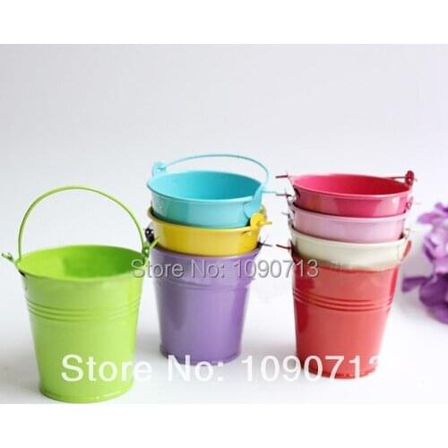 Free Shipping 20X Mini Wedding Candy Buckets Wedding Pails Wedding Favor Metal Buckets Wedding Candy Box