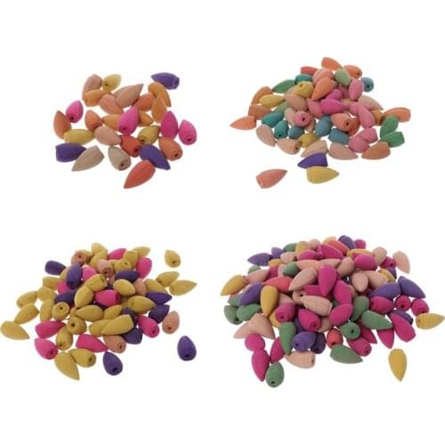 28/60/70/125 Pcs Mixed Natural Reflux Incense Cone Bullet Smoke Backflow Aromatherapy Rose Jasmine Lavender Regulation Emotion