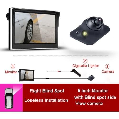 5 Inch TFT LCD Car Blind right,front, rear Camera Monitor Waterproof LED Night Vision Reversing Backup 2 in 1 parking assistant