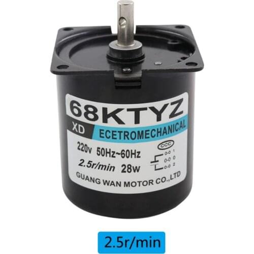 68KTYZ 28W Low Speed Synchronous Motor AC 220V 2.5-110r/min Permanent Magnet Small Gear Motors Kit