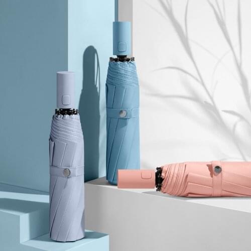 Pure Color Automatic Umbrella Women UV Parasol Sunny Rainy Umbrella 10K Men Large Windproof Folding Umbrellas Female