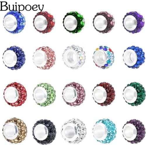 Buipoey Shiny Colorful Crystal Beaded Charm Fit Original Bracelet Bangle For Women Diy Fashion Girls Jewelry Accessories Beaded