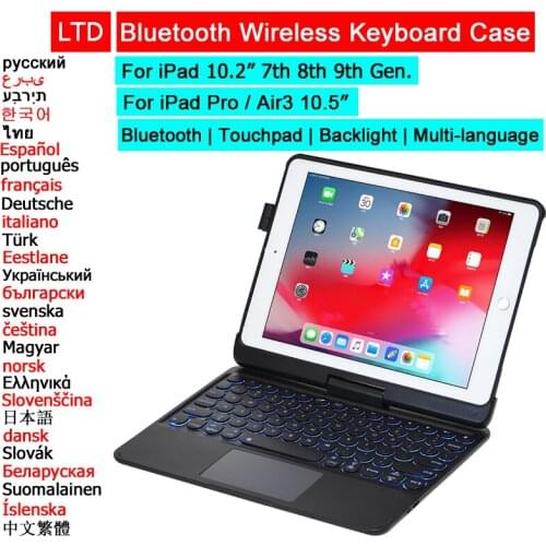 Bluetooth Trackpad Keyboard Mouse Case For iPad 10.2 Pro Air 3 2 10.5 2018 2017 9.7 5th 6th Tablet Case Russian Arabic Keyboard