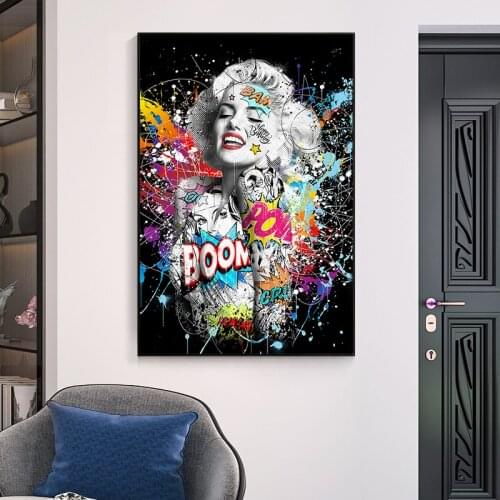 Black White Graffiti Art Prints Pop Art Poster Sexy Portrait Canvas Wall Pictures Street Art for Home Decor