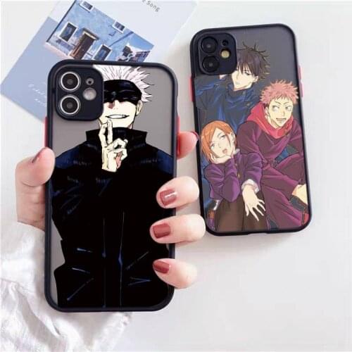 Anime Jujutsu Kaisen Gojo Satoru Phone Case Black Transparent Matte For IPhone 7 8 11 12 S Mini Pro X XS XR MAX Plus Cover