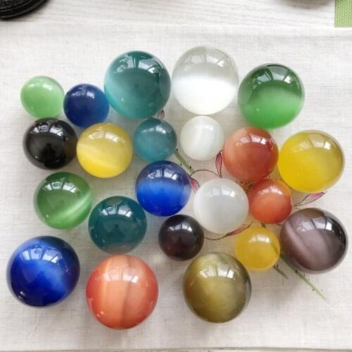 Decorative Crystal Ball Gems Beads 40/60/80mm Round ball Opal Cats eye Stone Round Ball Sphere Home Decoration Crafts Wholesale