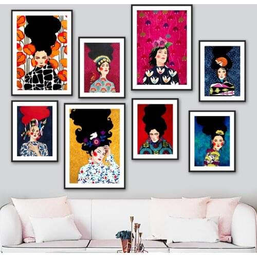 Girl Flower Fox Dove Bird Abstract Hair Wall Art Canvas Painting Nordic Posters And Prints Wall Pictures For Living Room Decor