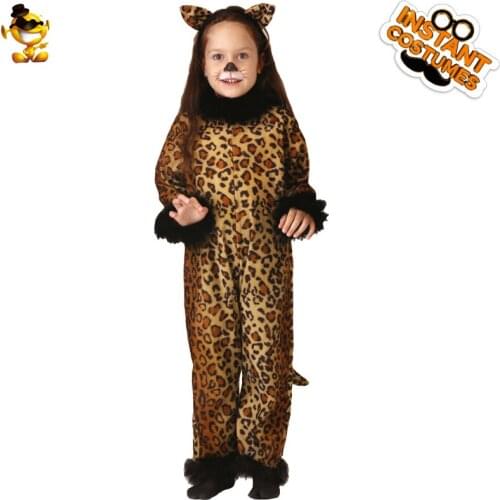 DSPLAY New Style Original Kids Cool Leopard-print Jumpsuit Cosplay Fancy Suit Costumes for Halloween Christmas Party