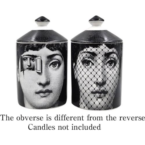Eye Window Veil Face Double-sided Candle Holder Handmade Candles Jar Storage Bin Ceramic Crafts Home Decoration Storage Box