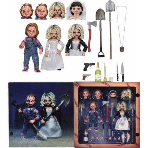 10cm Bride Of Chucky Figure NECA Ultimate Tiffany Figure Gets Lucky PVC Chucky Action Figures Toy Horror Halloween Gifts Doll