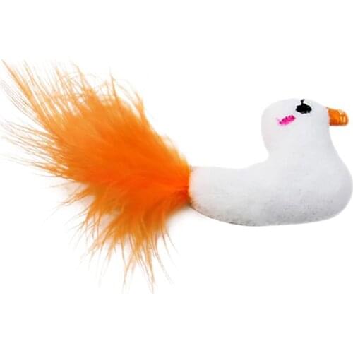 1pc Catnip Duck Shape Toy Pet Accessories Interactive Fake Feather Kitten Chewing Toy Plush Catnip Toy Pet Supplies Random Color
