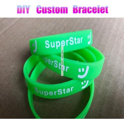 Custom Wristbands Green Silicone Logo Silk Screen Print Silicone Bracelet Your Own Style Bracelet For Promotion Gift