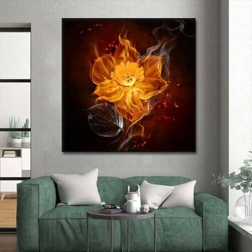 Abstract Burning Flowers Flame POSTER 1pcs Modern Home Wall Decor Canvas Picture Art HD Print Painting On Canvas for Living Room