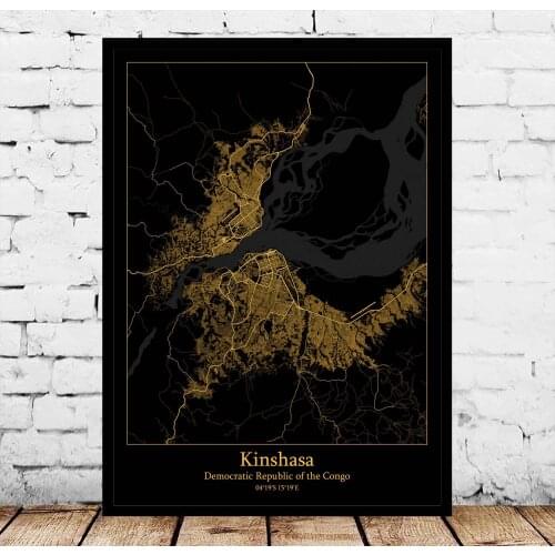 Kinshasa DR Congo Map Poster