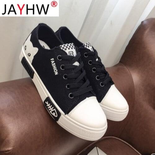 JAYHW New Women Lace Up Canvas Low Cut Casual Shoes Summer New Soft Breathable Shoes Student Girl Lightweight Ladies Sneakers