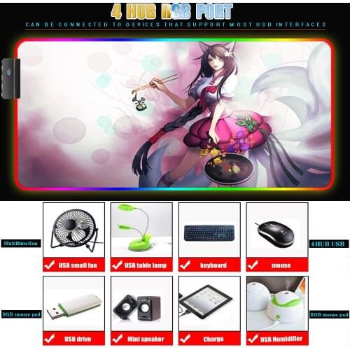 League Legend Mause PC Mat Desk Mat with Backlight RGB Mouse Pad Xxl Gaming Mouse Pad LED Mat Mause Gamer 4 USB Hub Mouse Pad