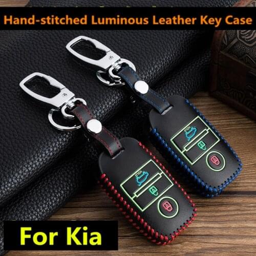 Leather Luminous Car Key Cover Case Keychain For Kia Ceed Rio Sportage R K3 K4 K5 Ceed Sorento Cerato Optima 2015-2018 Key Case