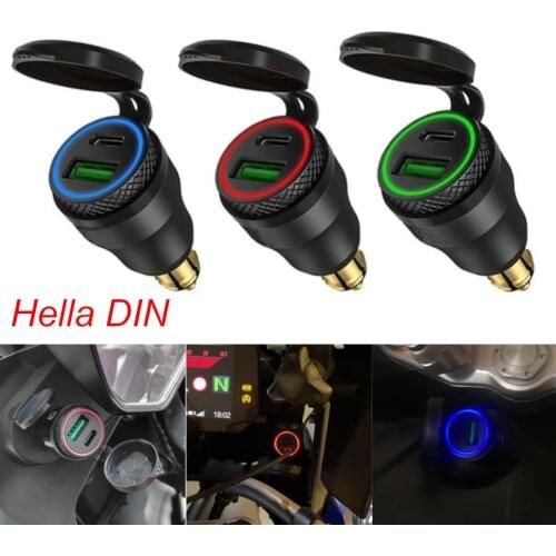 Mini Motorcycle Type C PD USB Charger Adapter Aluminum Alloy Metal Shell LED Waterproof for Hella Din Socket BMW Ducati Triumph