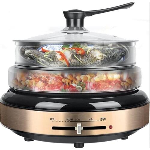 FT-01 4-5L 1300W 220V Multi-Functional Multicooker Electric Hot Pot Stainless Steel Household Electric Cooker Steamer Frying Pan