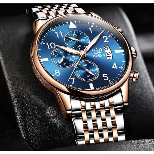 OLEVS Top Brand Watch Men Stainless Steel Business Date Clock Waterproof Luminous Watches Mens Luxury Sport Quartz Wrist Watch